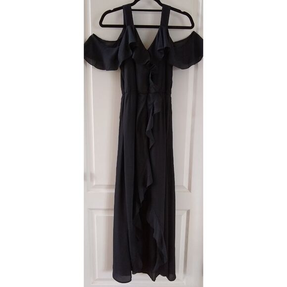 XOXO Ruffled Hi-Low Maxi Col Shoulder Dress - Medium - Picture 3 of 10